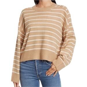 T. Tahari Saddle Stripe Sweater Women's XS Tan